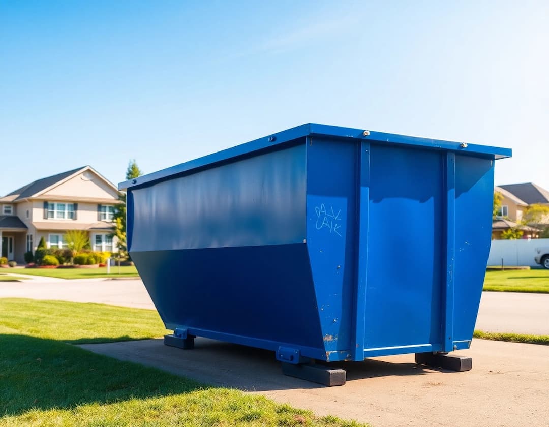 Temporary dumpster on a job site