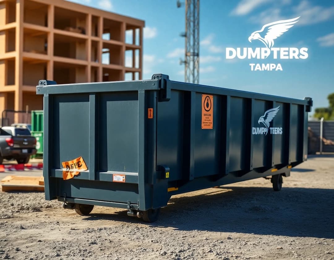 Roll-off container delivered to a job site