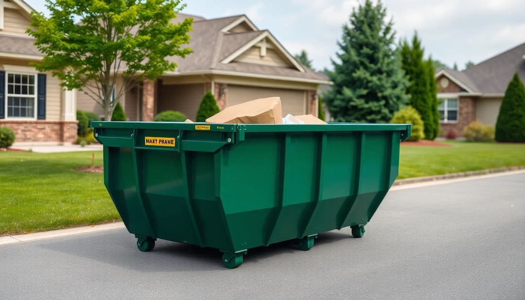 Large roll-off dumpster on a work site