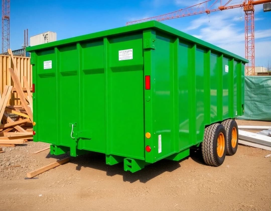 Mid-size roll-off dumpster with an open door